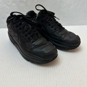 Nike Air Max 90 Sneakers Kids Youth 6 Black Leather Casual Sneakers CD6864 001